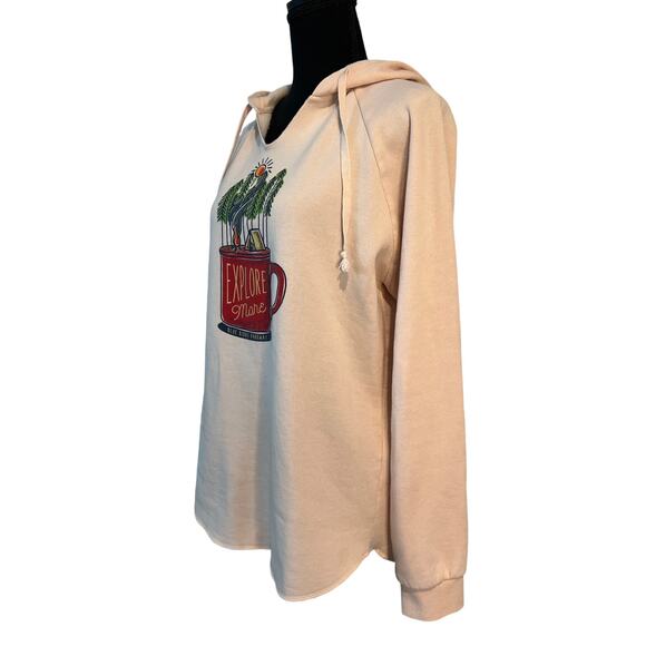 Soft Pink "Explore More" Outdoors Camping Hoodie Sweatshirt Women's Medium SOFT! - Picture 3 of 6